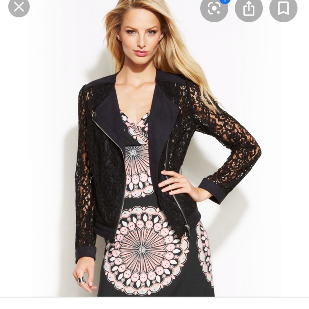 INC Black Lacey Fashion Jacket Large